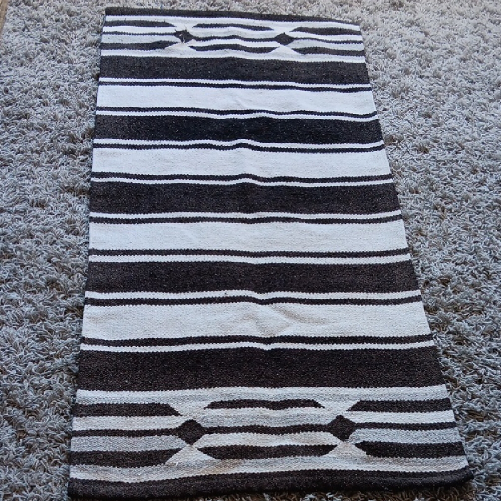 Dark Brown and White Striped Rug - Picture 1 of 4